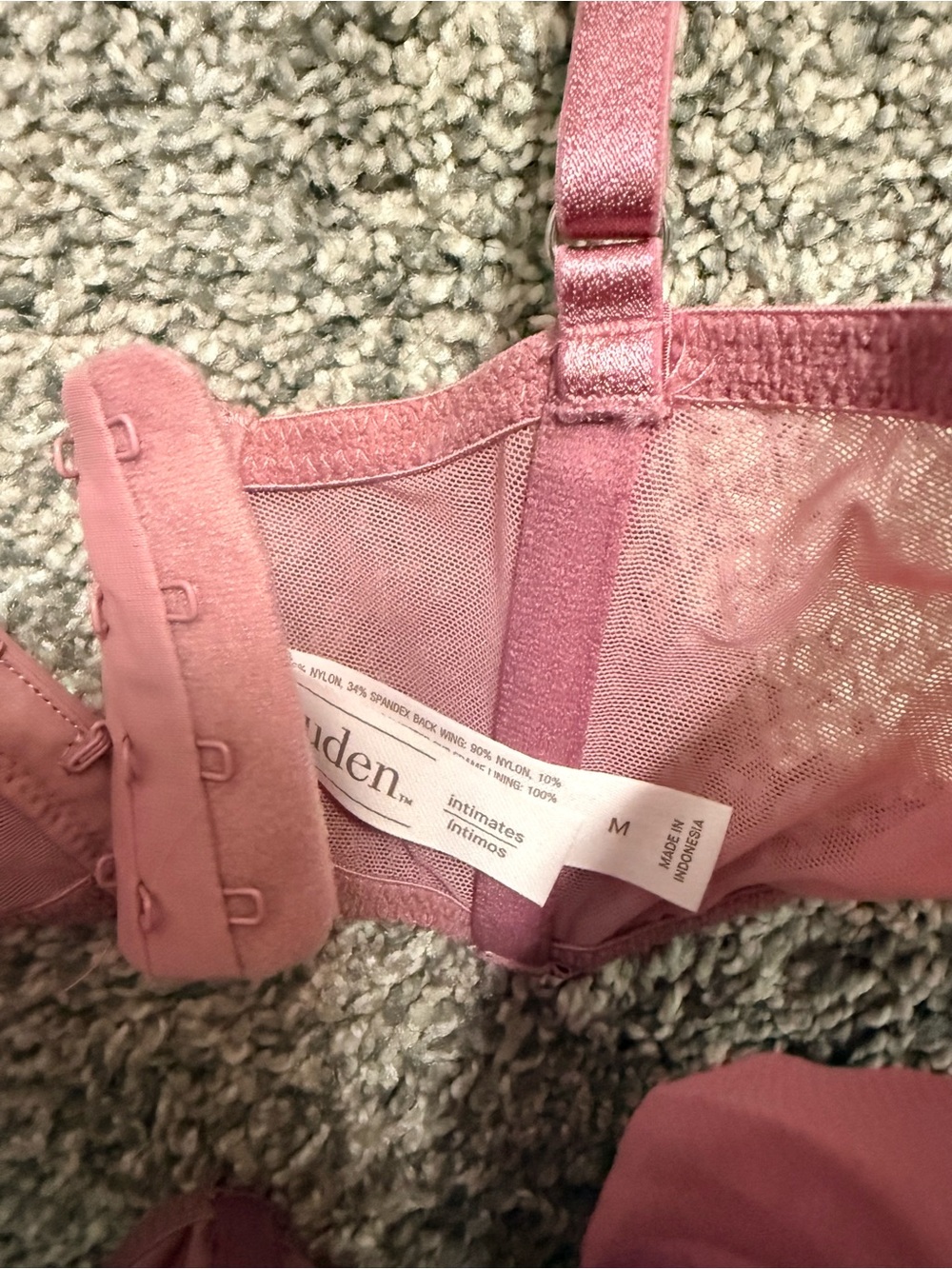 Auden Pink Satin, Black Velvet, and Black Lace Bustier Bras - Picture 9 of 12
